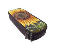 BNVSADC You are My Sunshine Sunflower Printed PU Leather Flip Pencil Case, Cute Pencil Box Pen Bag Stationery Organizer Makeup Bag for School Office Travel
