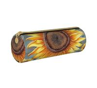 BNVSADC You are My Sunshine Sunflower Printed Round Pencil Case Leather Pencil Pouch Cute Stationery Pencil Pen Bag for School Office Travel