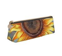BNVSADC You are My Sunshine Sunflower Printed Triangle Pencil Case Leather Pencil Pouch Cute Stationery Pencil Pen Bag for School Office Travel