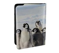 BNVSADC Young Penguins with Snow Printed Passport Holder Travel PU Leather Passport Cover Case Organiser for Men Women, 6.5 inch