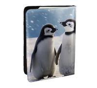 BNVSADC Young Penguins with Snow Printed Passport Holder Travel PU Leather Passport Cover Case Organiser for Men Women, 6.5 inch