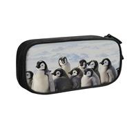 BNVSADC Young Penguins with Snow Printed Pencil Case Large Pen Bag Cute Pencil Box Pouch Office School Stationery Organizer for Girls Boys, Black
