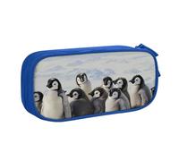 BNVSADC Young Penguins with Snow Printed Pencil Case Large Pen Bag Cute Pencil Box Pouch Office School Stationery Organizer for Girls Boys, Blue