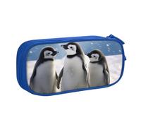 BNVSADC Young Penguins with Snow Printed Pencil Case Large Pen Bag Cute Pencil Box Pouch Office School Stationery Organizer for Girls Boys, Blue