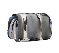 BNVSADC Young Penguins with Snow Printed Print Flip Top Double Layer Pencil Case - Large Capacity School Supplies Organizer for Students, Kids, Teens, Artists, Travel & Office Use