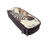 BNVSADC Zebra and Giraffe Printed PU Leather Flip Pencil Case, Cute Pencil Box Pen Bag Stationery Organizer Makeup Bag for School Office Travel