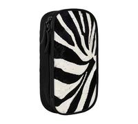 BNVSADC Zebra Animal Printed Pencil Case for Girls Boys, Large Capacity Pencil Pouch Cute Pencil Box Adult Makeup Bag with 2 Compartments, Black