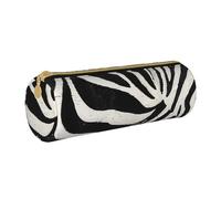 BNVSADC Zebra Animal Printed Round Pencil Case Leather Pencil Pouch Cute Stationery Pencil Pen Bag for School Office Travel