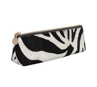 BNVSADC Zebra Animal Printed Triangle Pencil Case Leather Pencil Pouch Cute Stationery Pencil Pen Bag for School Office Travel