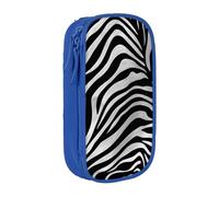 BNVSADC Zebra-Print Printed Pencil Case for Girls Boys, Large Capacity Pencil Pouch Cute Pencil Box Adult Makeup Bag with 2 Compartments, Blue