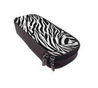 BNVSADC Zebra Print Printed PU Leather Flip Pencil Case, Cute Pencil Box Pen Bag Stationery Organizer Makeup Bag for School Office Travel