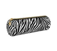 BNVSADC Zebra Print Printed Round Pencil Case Leather Pencil Pouch Cute Stationery Pencil Pen Bag for School Office Travel