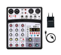 BNVXR 4-channel Mini Mixer Sound Card Audio Dj 16 Digital Effects Noise Reduction Led Level Display for Bar Singing (Color : BMG04D WHITE-EU)