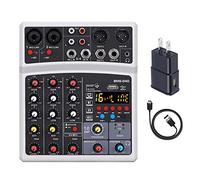 BNVXR 4-channel Mini Mixer Sound Card Audio Dj 16 Digital Effects Noise Reduction Led Level Display for Bar Singing (Color : BMG04D BLACK-US)