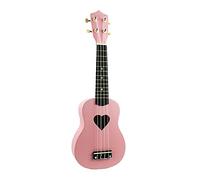 BNVXR Soprano Ukulele Pink 21 Inch 4 Strings Cheap Hawaii Mini Guitar Heart-Shaped Tone Basswood Wood