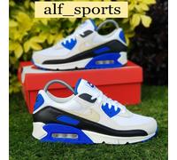 ❤ BNWB & Genuine Nike ® Air Max 90 PRM Trainers White, Blue & Khaki UK Size 8.5