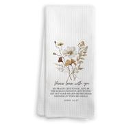 Bnwepo Retro Floral Christian Kitchen Towels, John 14:27 Bible Verse Decor Dish Tea Towels for Kitchen, Faith Based Religious Gifts Hand Towels for Bathroom Decor, 16x24 Inches