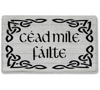 Bnwepo Scottish Doormat, Welcomes Scottish Gaelic Doormat, Céad Míle Fáilte A Hundred Thousand Welcome Mats for Front Door, Door Mat Outside Entrance, 17x30 Inch