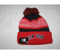 BNWT NEW ERA MLB New York NY Yankees Snowfall Striped Bobble Beanie Hat Red