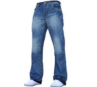 BNWT New Mens Bootcut Flared Big King Size Wide Leg Blue Denim Jeans All Waist Light Wash A42 44W X 32L