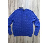 BNWT Polo Ralph Laure Cable-Knit Blue Cotton Jumper.Size L