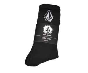 BNWT VOLCOM Full Stone Mens Sports Ribbed Crew Socks Black 8 - 11 3 Pairs
