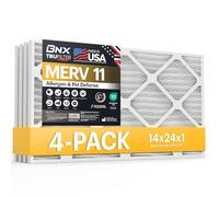 BNX TruFilter 14x24x1 Air Filter MERV 11 (4-Pack) - MADE IN USA - Allergen Defense Electrostatic Pleated Air Conditioner HVAC AC Furnace Filters for Allergies, Dust, Pet, Smoke, Allergy MPR 1200 FPR 7