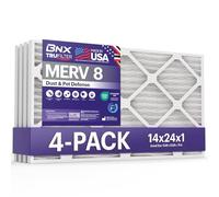 BNX TruFilter 14x24x1 Air Filter MERV 8 (4-Pack) - MADE IN USA - Dust & Pet Defense Air Conditioner HVAC AC Furnace Filters for Dust, Pet, Mold, Pollen MPR 600 - 700 & FPR 5