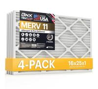 BNX TruFilter 16x25x1 Air Filter MERV 11 (4-Pack) - MADE IN USA - Allergen Defense Electrostatic Pleated Air Conditioner HVAC AC Furnace Filters for Allergies, Dust, Pet, Smoke, Allergy MPR 1200 FPR 7
