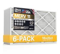 BNX TruFilter 16x25x1 Air Filter MERV 11 (6-Pack) - MADE IN USA - Allergen Defense Electrostatic Pleated Air Conditioner HVAC AC Furnace Filters for Allergies, Dust, Pet, Smoke, Allergy MPR 1200 FPR 7