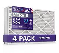 BNX TruFilter 16x25x1 Air Filter MERV 8 (4 Pack) - MADE IN USA - Dust & Pet Defense Electrostatic Pleated Air Conditioner HVAC AC Furnace Filters for Dust, Pet, Mold, Pollen MPR 600 - 700 & FPR 5