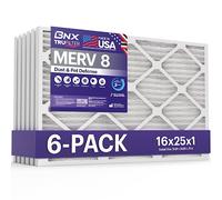 BNX TruFilter 16x25x1 Air Filter MERV 8 (6-Pack) - MADE IN USA - Dust & Pet Defense Electrostatic Pleated Air Conditioner HVAC AC Furnace Filters for Dust, Pet, Mold, Pollen MPR 600 - 700 & FPR 5
