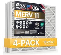 BNX TruFilter 18x20x1 Air Filter MERV 11 (4-Pack) - MADE IN USA - Allergen Defense Electrostatic Pleated Air Conditioner HVAC AC Furnace Filters for Allergies, Dust, Pet, Smoke, Allergy MPR 1200 FPR 7
