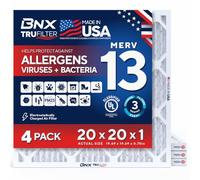 BNX TruFilter 20x20x1 MERV 13 (4-Pack) AC Furnace Air Filter