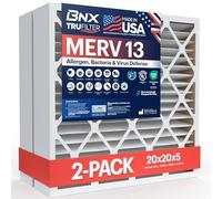 BNX TruFilter 20x20x5 (19.88’’ x 19.88’’ x 4.38‘’ Honeywell Compatible 4”) MERV 13 Air Filter (2-Pack) - MADE IN USA - HVAC AC Furnace Filters Health, Allergies, Mold, Bacteria, Smoke, MPR 1900 FPR 10