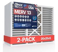 BNX TruFilter 20x25x5 (19.88’’ x 24.75’’ x 4.38‘’ Honeywell Compatible 4”) MERV 13 Air Filter (2-Pack) - MADE IN USA - HVAC AC Furnace Filters Health, Allergies, Mold, Bacteria, Smoke, MPR 1900 FPR 10