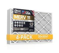 BNX TruFilter 20x30x1 Air Filter MERV 11 (4-Pack) - MADE IN USA - Allergen Defense Electrostatic Pleated Air Conditioner HVAC AC Furnace Filters for Allergies, Dust, Pet, Smoke, Allergy MPR 1200 FPR 7