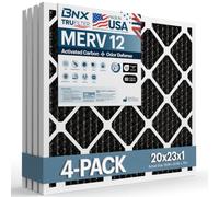 BNX TruFilter MERV 12 Air Filter Pleated Filter for Activated Carbon Oven 20 x 23 x 1 Inch Made in USA Pack of 4