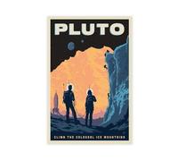 bnyesa Pluto Ice Mountain Climbing Vintage Space Alien Poster Canvas Poster Wall Art Decor Print Picture Paintings for Living Room Bedroom Decoration 12x18inch(30x45cm)
