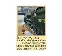 bnyesa SOUTHERN RAILWAY Vintage Railway Poster Canvas Poster Bedroom Decor Landscape Office Room Decor Gift 08x12inch(20x30cm)