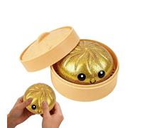 BnyHjir 2 Pieces Giant Jumbo Rainbow Dumpling Stress Balls, 9.5x6cm Colorful Dumpling Squishy Glitter, Rainbow Dumplings Stress Ball, Squeezable Steamed Bun Toys For Home Office School