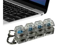 BnyHjir 2Packs Keyboard Fidget Keychain Light Up, 7.5x3x2cm PC 4 Button Keyboard Fidget Toy, Funny Fidgets Keyring With LED Light, Finger Keyboards Caps Toy Toys For Bag & Key