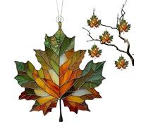 BnyHjir 6 Pieces Maple Leaf Stained Glass Window Hanging, Acrylic Maple Leaf Ornament, Hanging Mapl-e Lea-f Decorations, Autumn M-aple Leaves Wall Decor For Fall Thanksgiving Festival Party