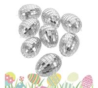 BnyHjir 8 Pieces Easter Hanging Mirror Ball Ornament, 4x6cm Reflective Glass Ball Easter Egg, Disco Eggs Mixed Colors Decorative Mirror Orbs For Easters Tree And Party Decorations