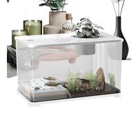 BnyHjir Aquarium Fish Tank - Big Fish Tank Aquarium Starter Kits - Modern Container with Turtle Resting Area, Home Decorations for Betta Shrimp Aquatic Planting Desktop Accessories