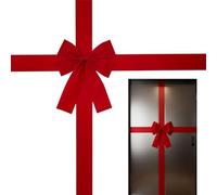 BnyHjir Christmas Door Bows,200x400cm Giant Red Christmas Door Bow Ribbon Kitchen Decorations Cupboard Red Ribbons C-hristmas B- Lace C-hristmas Tree B-ow Holiday Decorations Front D-oor Party