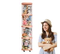 BnyHjir Cuddly Soft Toy Storage Tube With Wheels, PET Transparent Stuffed Animal Zoo Storage With Lid & Buckle, For Home, Living Room, Bedroom