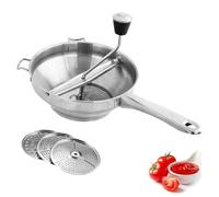 BnyHjir Food Mill Hand Crank Food Mill Stainless Steel with 3 Grinding Milling Discs,F- Mil-l Hand Crank Milling Handle and Stainless Steel Bowl for Tomato Sauce Applesauce Puree Mashed Pot