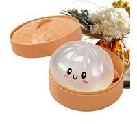 BnyHjir Glitter Dumpling Squeeze, 8.5cm Glitter Dumpling Toy, Colorful Dumplings Stress Ball With Steamer Box, Rainbow Dumplings Stress Ball, Soft Squeeze Buns Stresses Toys For Home Office