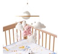 BnyHjir Mobile for Crib - Star Cloud Bear Crib Mobile Decor | 360 Degree Rotation Soother Hangable Toy for Kids Toddler Preschoolers Boys Girls Bedroom Living Room